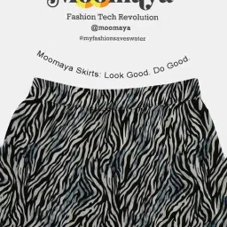 Moomaya Black & Blue Regular Fit Animal Print Skirt with Pockets image 5