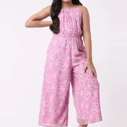 AND girl Kids Lilac Floral Print Jumpsuit-image-0
