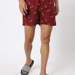 Bewakoof Maroon Cotton Regular Fit Printed Boxers-picture-16