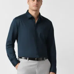 Van Heusen Navy Cotton Slim Fit Shirt-picture-23