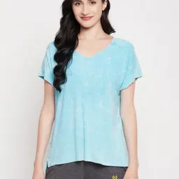 Clovia Blue Graphic Print T-Shirt-image-54