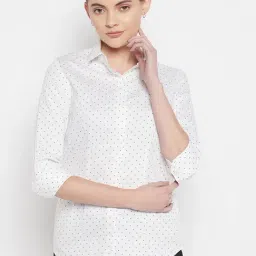 Crozo By Cantabil White Polka Dot Shirt-picture-29