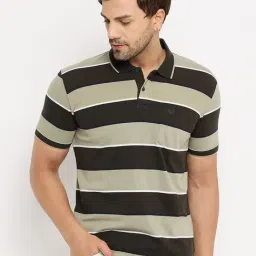Duke Grey & Black Regular Fit Striped Polo T-Shirt-image-18