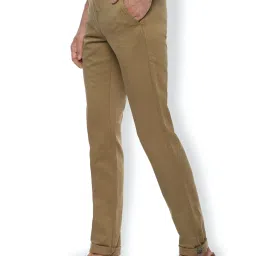 Van Heusen Brown Slim Fit Flat Front Trousers image 3
