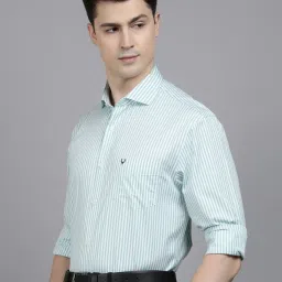 Allen Solly Green Slim Fit Striped Cotton Shirt image 3