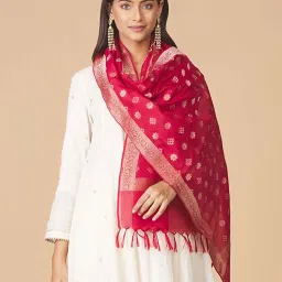 Fabindia Pink Woven Pattern Stole image 2