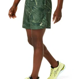 Asics Serpentine Green Regular Fit Printed Sports Shorts image 3