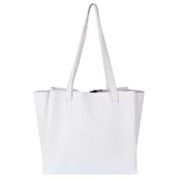 Bagsy Malone White Textured Medium Tote Handbag image 3