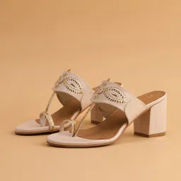 Eridani Women's Sana Off White Kolhapuri Sandals image 3