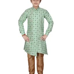 Pro-Ethic Style Developer Kids Light Green Printed Full Sleeves Kurta with Pyjamas-picture-17