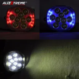 AllExtreme EX9FM1B 9 LED Fog Light with Red & Blue Beads and Multicolor Strobe Flash Waterproof White Spot Beam Driving Lamp for Motorcycle Bike Car SUV (20W, 1 PC) image 4