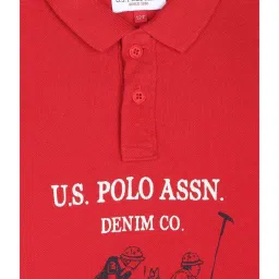 U.S. Polo Assn. Kids Red Cotton Printed Polo T-Shirt image 3