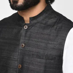 Fabindia Black Regular Fit Woven Design Jacket image 5