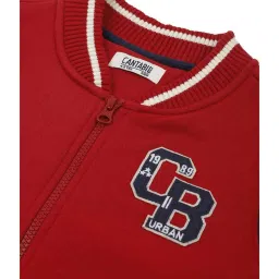 Cantabil Kids Red & Navy Color Block Full Sleeves Sweatshirt image 3