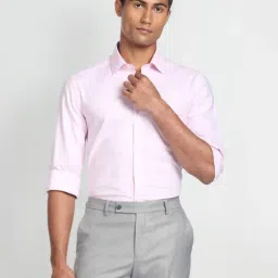 Arrow Pink Cotton Slim Fit Printed Shirt-image-82
