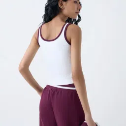 studiofit women Studiofit by Westside White Typographic Ribbed Top image 2