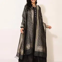 Fabindia Black Woven Pattern Dupatta image 1