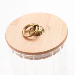 Kuber Industries Glass Jar Multi-Utility Kitchen Organizer Airtight Bamboo Lid 820 ML Transparent image 3