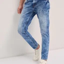 The Bear House Blue Skinny Fit Solid Jeans-image-6