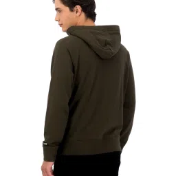 American Eagle Outfitters Olive Green Regular Fit Logo Printed Hooded Sweatshirt image 2
