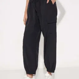 Ajile By Pantaloons Jet Black Comfort Fit Printed Joggers image 3