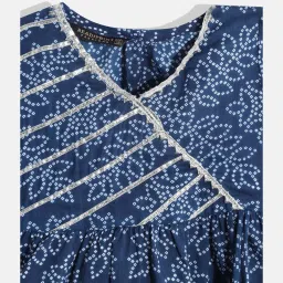READIPRINT FASHIONS Kids Navy & White Printed Kurta With Sharara image 4