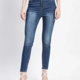 MADAME Blue Cotton Skinny Fit High Rise Jeans-picture-24