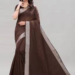 Satrani Brown Saree With Unstitched Blouse image 1