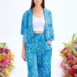 Cover Story Blue Printed Shirt-image-84