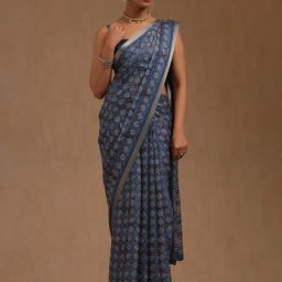 Soch Blue Georgette Geometric Saree with Unstitched Blouse-picture-17