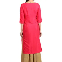 W Off White Round Neck Printed Kurta image 2