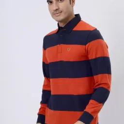 JadeBlue Red & Navy Cotton Slim Fit Striped T-Shirt image 3