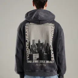 Tommy Hilfiger Black Cotton Regular Fit Printed Hoodie image 2