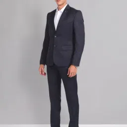 AD by Arvind Navy Regular Fit Printed Two Piece Suit image 3