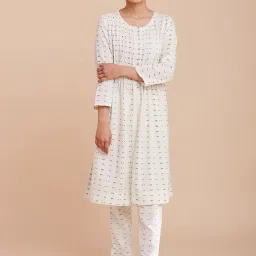 Folksong By W Off-White Cotton Printed A Line Kurta image 5