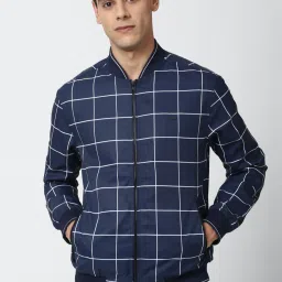 Peter England Casuals Navy Regular Fit Checks Jacket image 1