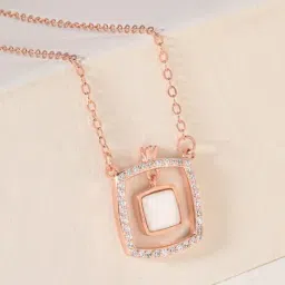 Touch925 Silver Square Frame Pendant Chain Necklace for Women-image-47