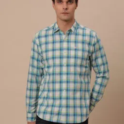 Wrangler Blue Cotton Regular Fit Checks Shirt-picture-22
