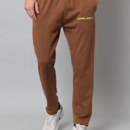 GRIFFEL Brown Regular Fit Logo Print Trackpants-picture-8