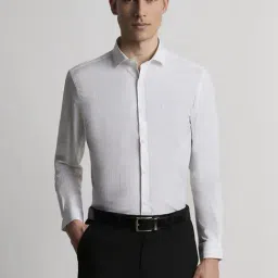 Peter England White Slim Fit Striped Shirt-picture-16