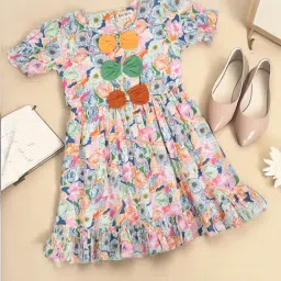 Bella Moda Kids Multicolor Floral Print Fit & Flare Dress-picture-15
