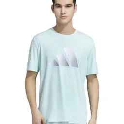 Adidas Turquoise Blue Regular Fit Logo Printed Sports T-Shirt-picture-43