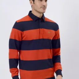 JadeBlue Red & Navy Cotton Slim Fit Striped T-Shirt image 4