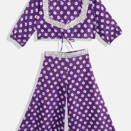 READIPRINT FASHIONS Kids Purple Printed Top With Plazzos image 1