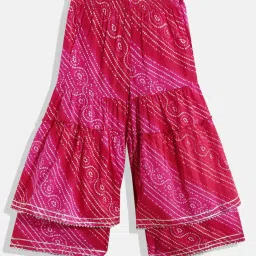 READIPRINT FASHIONS Kids White & Pink Floral Print Kurta, Sharara With Dupatta image 3