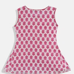 READIPRINT FASHIONS Kids White & Pink Floral Print Kurta, Sharara With Dupatta image 2