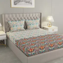 Raymond Home Multicolor Cotton 144 TC King Bedsheet with 2 Pillow Covers-picture-12