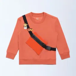 HOP Kids by Westside Orange Pouch-Detailed Cotton-Blend Sweatshirt-image-95
