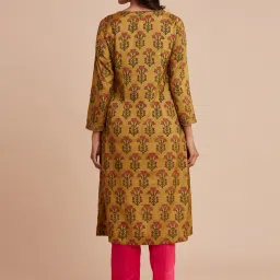 Folksong By W Yellow Floral Print A Line Kurta image 2