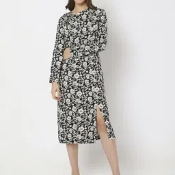 Vero Moda Black Floral Print A-Line Dress-picture-19